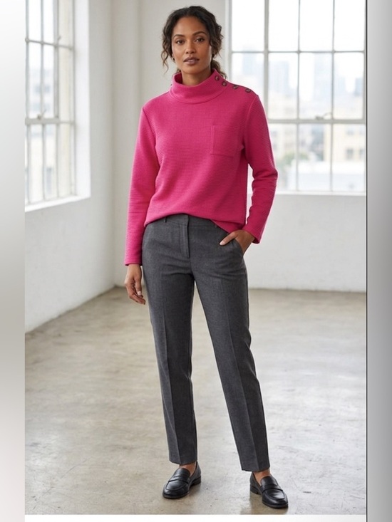 Talbots Tops - Talbots Hot Pink Textured Mock Neck Sweater. Size L. EUC